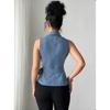 European and American Fashion Waist Cinching Tie Up Lapel Shirt Vest