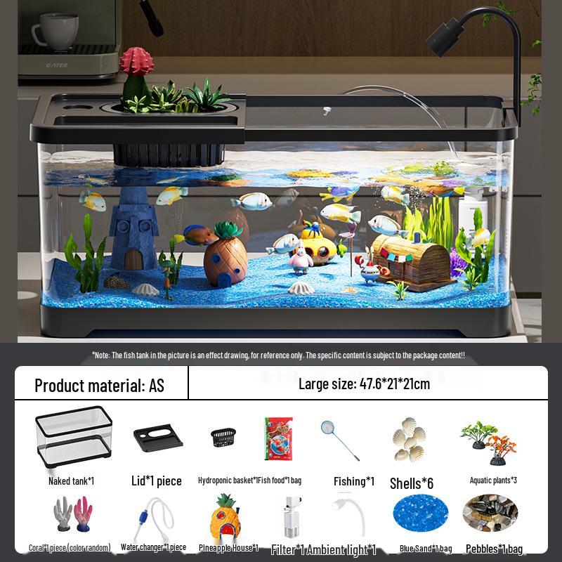 Acuario de Peces Betta de Alta Definición con Filtro y Oxigenador Integrados para Decoración de Sala de Estar