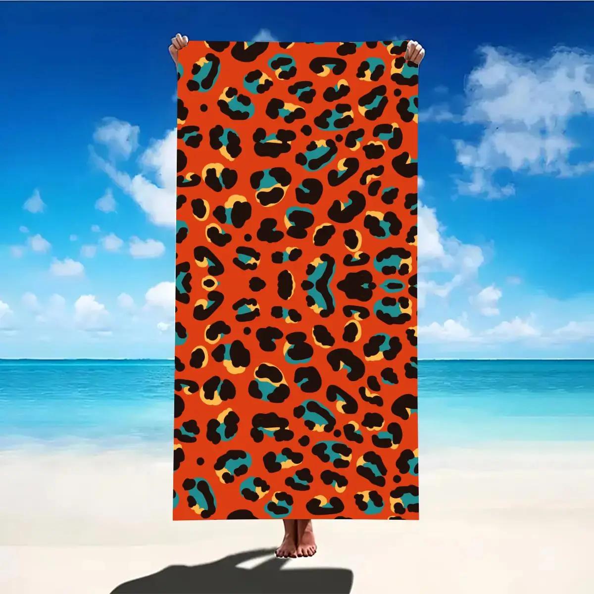 

Classic Leopard Print Beach Towel Fashionable Ultra-Soft Absorbent Quick Dry Breathable Design Bath Towels For Travel Swim Yoga W40*H60(CM)