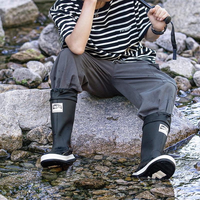 Holínky Pánské Dámské Vodotěsné Boty Stylové Zapínání Elastické Dlouhá Holenní Část Vodní Holínky