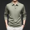 Scissor Neck Long-Sleeved T-Shirt Men'S Lapel Solid Color Polo Shirt Business Casual Bottoming Shirt Men'S