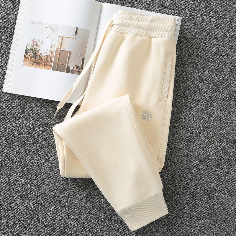 Retro Dark Green Winter Fleece-Lined Casual Slimming Sweatpants