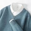 Men's Wool V-neck Sweater - Casual Loose Fit, Long Sleeve, Autumn/Winter Knitted Outerwear.