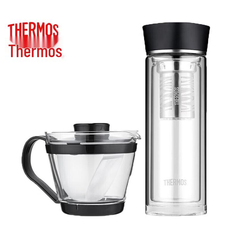 THERMOS TCGB-400 Double Wall Glass Tea Infuser Bottle