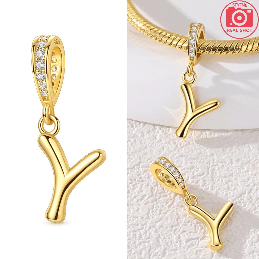 Original Necklace Copper White Zircon Pendant English Letters Women'S Beads Fit Bracelet Anniversary Gift Accessory Diy