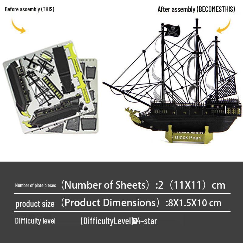 Black Pearl Full Metal 3D DIY Stainless Steel Jigsaw Puzzle