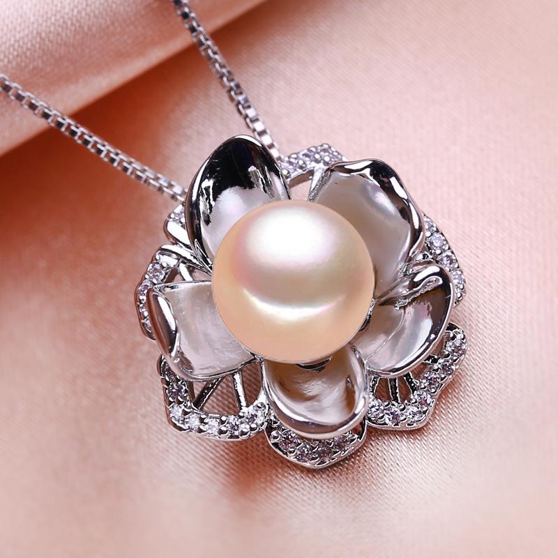 

Ожерелье из пресноводного жемчуга SENIKO с кубическим цирконием, модное геометрическое ожерелье с цветком для женщин розовый