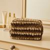 Vintage Plush Striped Makeup Bag Striped Design Travel Cosmetic Case  Makeup Accessory