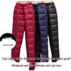 Women's High-Waist Fleece-Lined Warm Down Pants - Lightweight, Straight Leg, Perfect for Middle-Aged & Elderly Moms, Small Size (New).