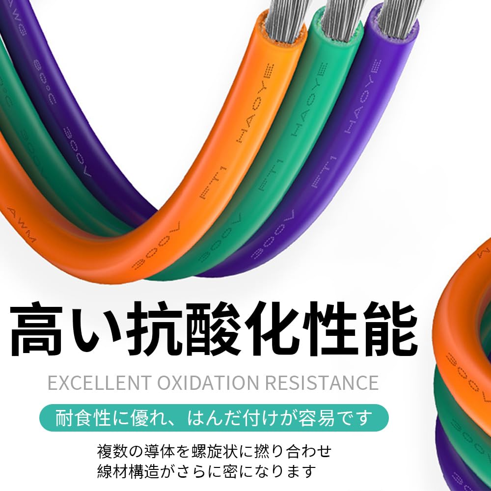 Electronic Wiring Cable, 18AWG, Multicolor 6-Color Set, PVC Insulated, Power Cable, Tin-Plated Copper Wire, Heat Resistant, 300V, for Electrical Wirin