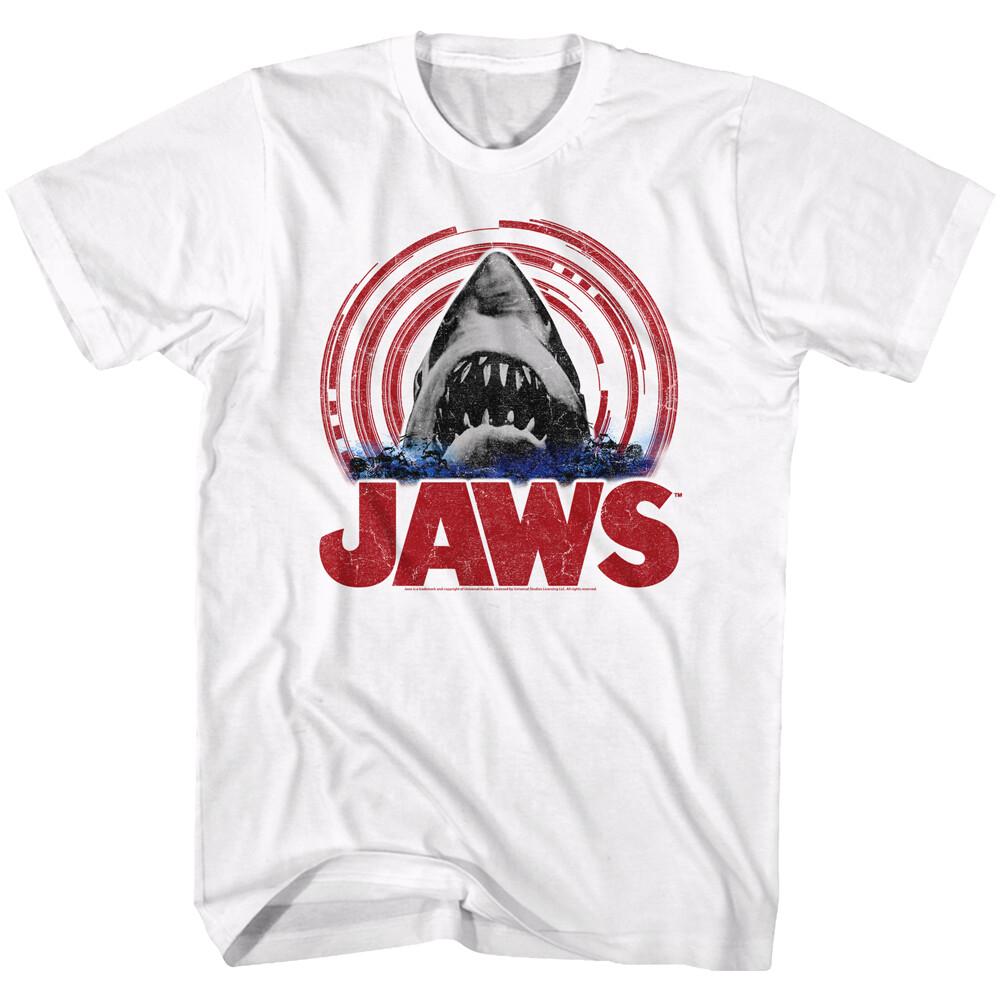 Jaws 70 Thriller Movie Shark Head Red Spiral Men T Shirt L