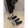 Summer Shoes Ladies Low Heels Crystal Shallow Mouth Black Flats Slip-on Female Footwear  Fashion Women's Rhinestone New Slip