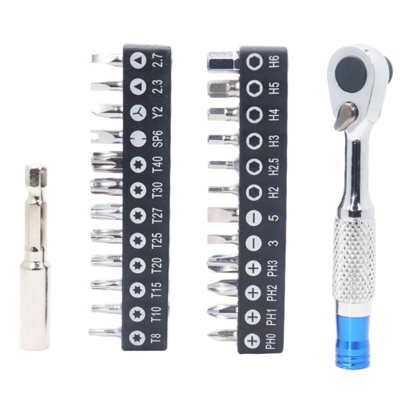 72 Tooth Mini Ratchet Wrench Spanner with Magnetic Bit Holder for Bike Repair and DIY Projects Compact Alloy Steel Tool