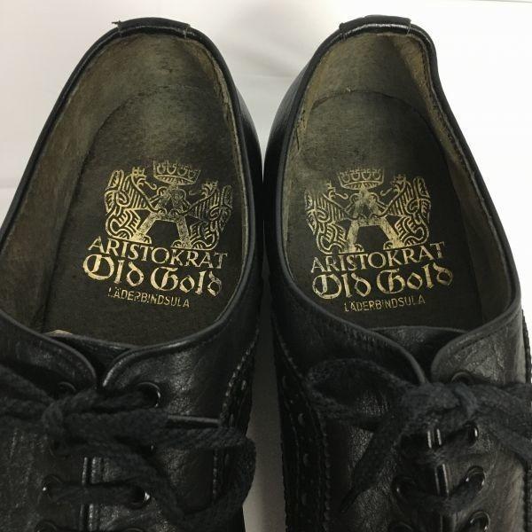 70s-80s Vintage ARISTOKRAT OLD GOLD Full Brogue Wingtip Size 10.5 28.0-28.5 Black