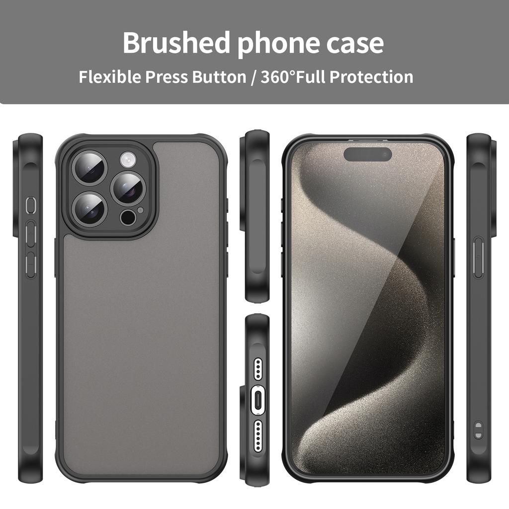For iPhone 15 Pro Case with Screen Film WANLONFENG FD Series Skin Touch TPU PC Phone Back Cover