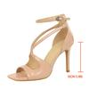 Sexy Cross Narrow band Square toe Women Gladiator Sandals Patent Leather Stiletto High heels Summer Female Party Shoes