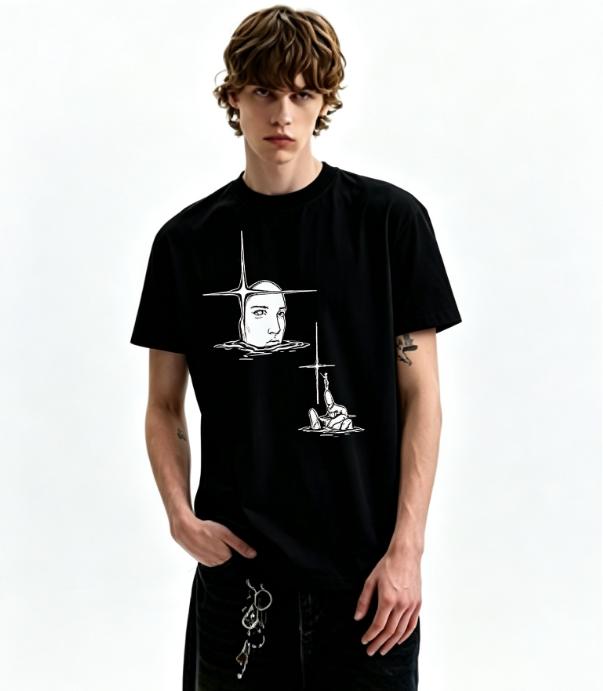 Surreal Sketch Figure Star Graphic T Shirt Abstract Art Streetwear Oversized Short Sleeve Casual Tops Unisex