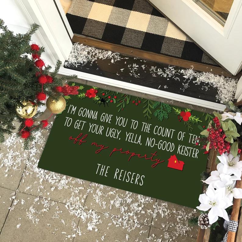 

Різдвяний килимок із Сантою та оленями Святковий килимок «Веселого Різдва» Килим для святкової вітальні Червоний Зелений Різдвяний декоративний килимок 40x60cm