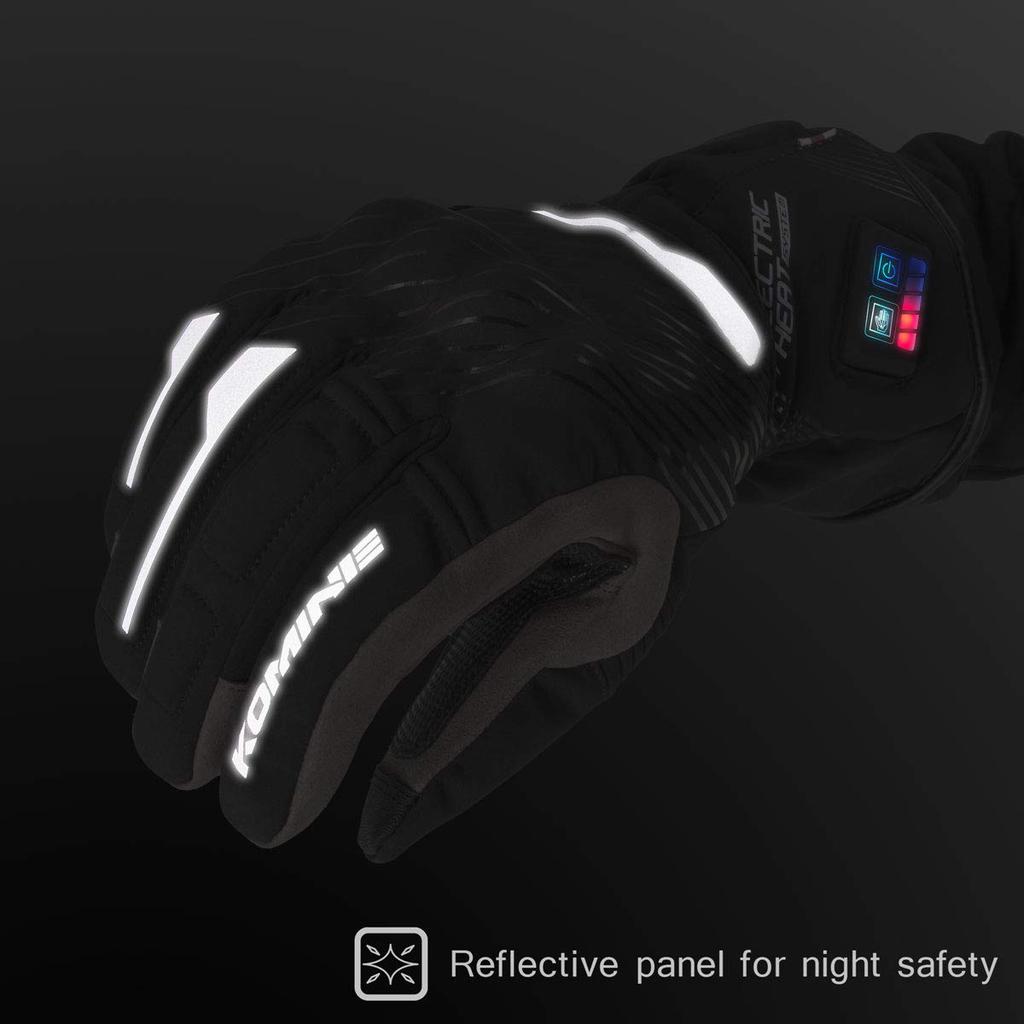 KOMINE Dual Heat Protect Electric Motorcycle Light Size L Electrically Stretch for and Spring Gloves, Grey/Black, (EK-215 13072), Waterproof,