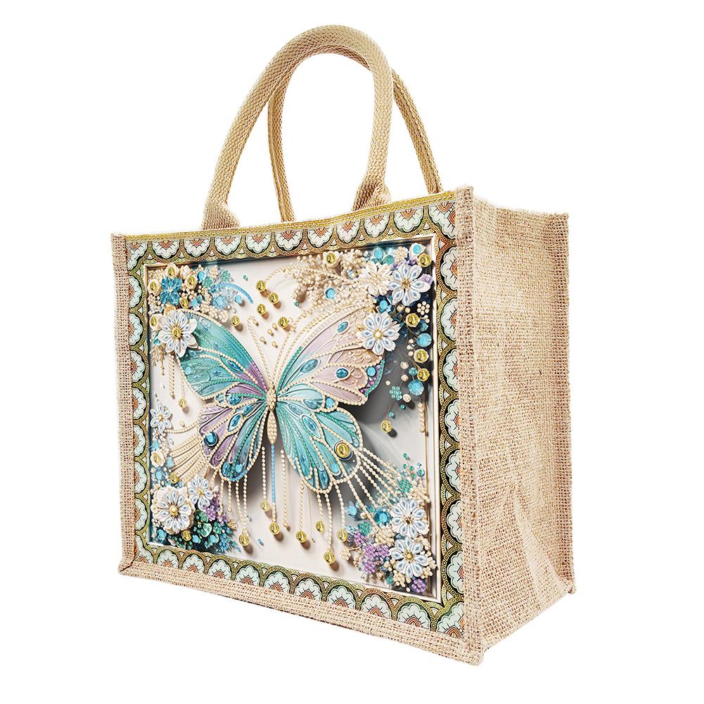 Waterproof Girl DIY Rhinestones Handbag Art Kit Tulips Diamond Art Tote Handbag Diamond Painting Storage Bag for Outdoor Travel