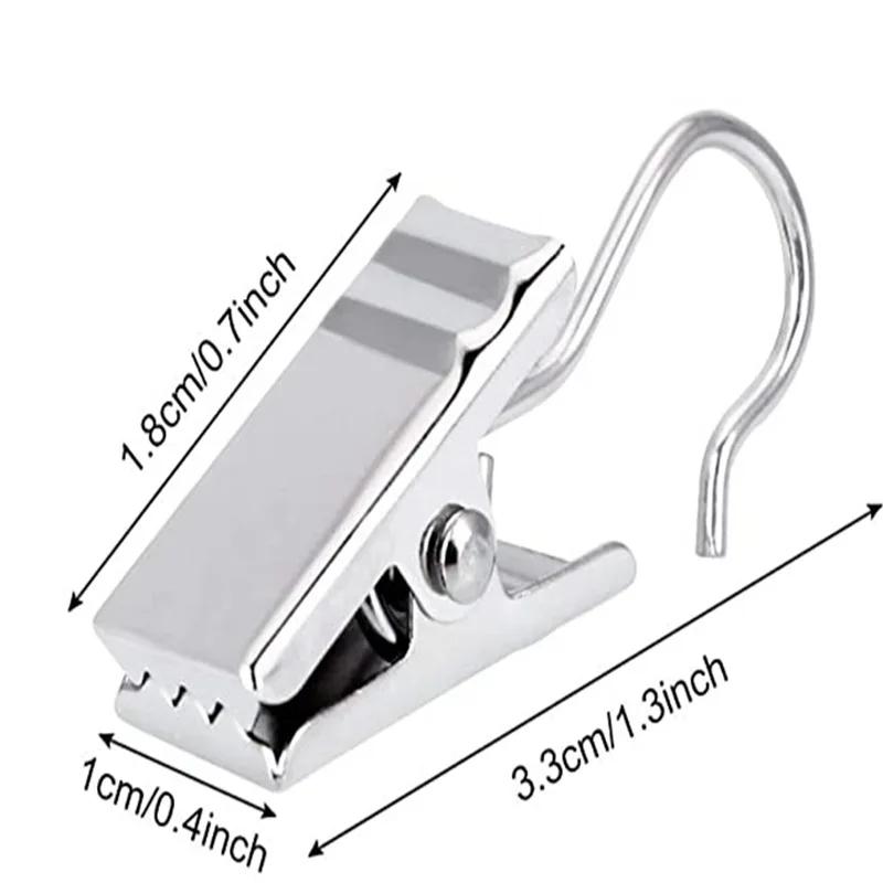 4/10/20PCS Stainless Steel Curtain Hook Clothes Clips Super Load-bearing Shower Door Curtain Hook Clip Window Accessories