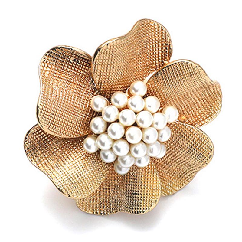 Πολυτελή Δαχτυλίδια με Μεγάλα Λουλούδια από Μαργαριτάρια για Γυναίκες Vintage Νυφικά Κοσμήματα για Γάμο Πάρτι