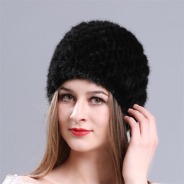 Women s Double-layer Warm Handmade Fur Hat