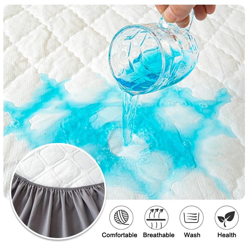 Waterproof Mattress Cover Bed Protector Case with Elastic Band Mattress Cover Fitted Sheet Soft Breathable King Mattress Cover Protector