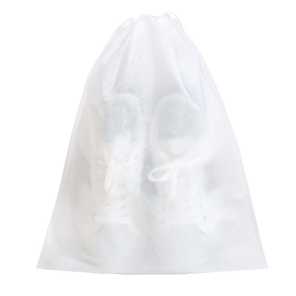Disposable Shoe Storage Bag Non Woven Breathable Clear Shoes Drawstring Protector Bag Yellowing Proof L 32x48cm for
