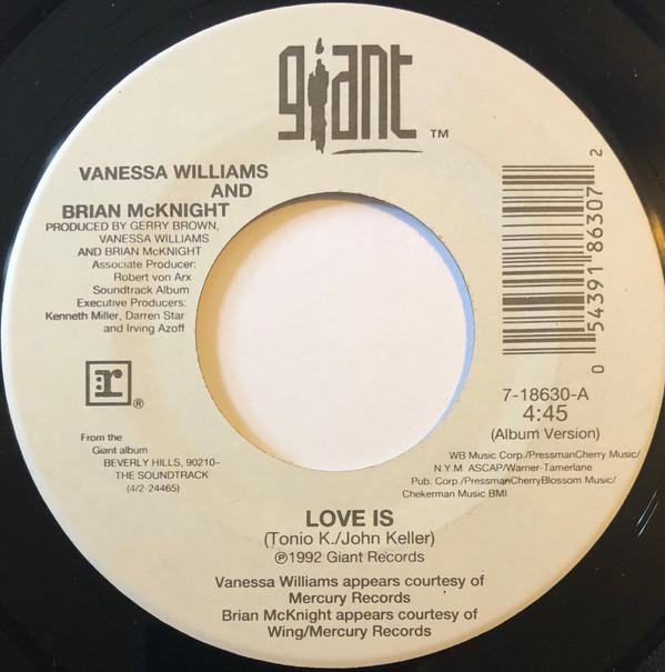 

7inch Record VANESSA WILLIAMS & BRIAN MCKNIGHT - Love Is 718630 Giant Records 1992 US Soul/Funk Used