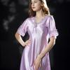 Women's Summer Ice Silk Pajamas - Sexy Short Sleeve Nightgown, Loose Fit, Plus Size
