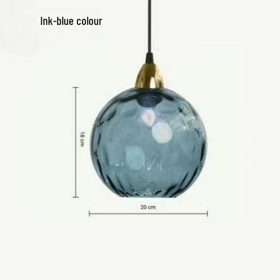 Nordic Minimalist Ripple Glass Pendant Light - Round Ball Design for Bedroom or Restaurant