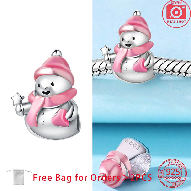 Charms Christmas Series Christmas Hat Socks Bell Snowman Copper Beads Pendant Women Original Bracelet Diy Christmas Gift