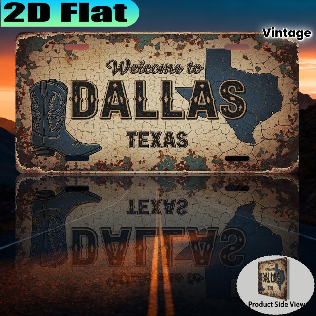 Dallas Texas Western Cowboy Tin Sign Vintage Durable Metal Plaque Wall Decor Home Office Bar Man Cave Wall Art
