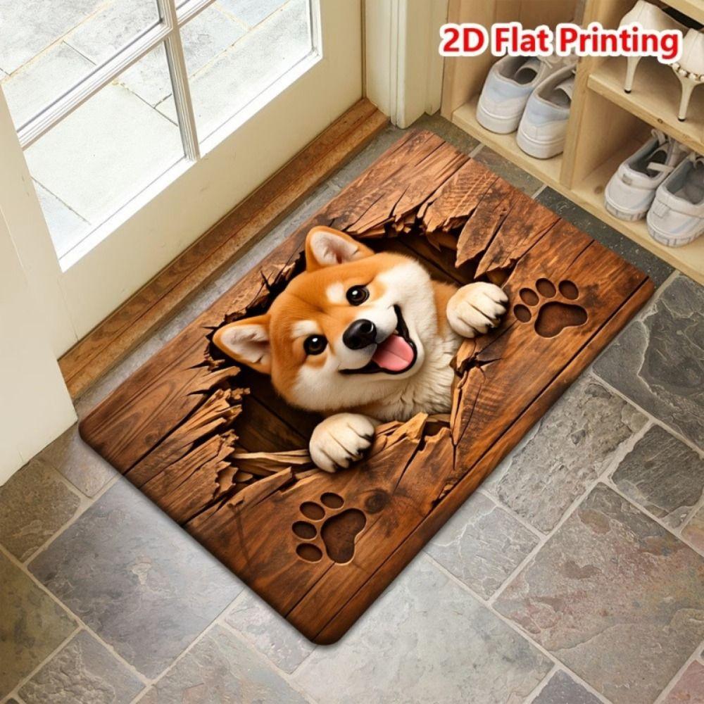 Diatomite Dog Print Doormat Non-slip Absorbent Rug Cute Bathroom Floor Mat Entryway