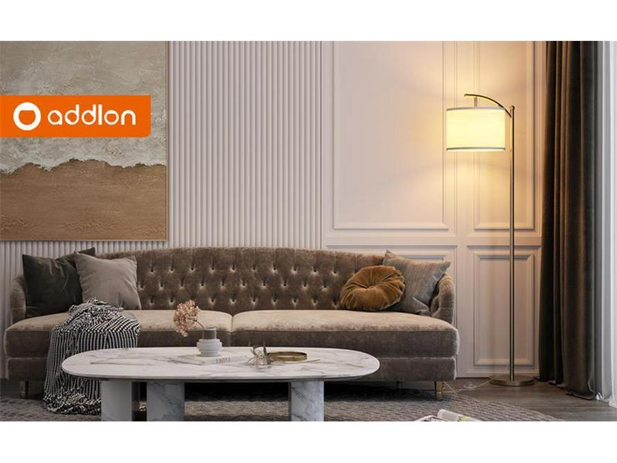 Retro Minimalist Fabric Floor Lamp - Dimmable Three-Color Lighting for Bedroom, Study, or Living Room