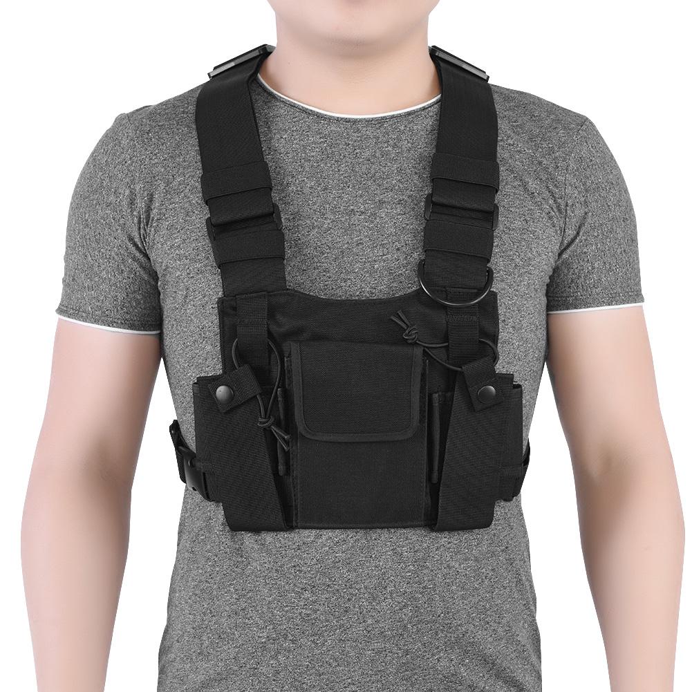 High Quality Nylon Walkie Talkie Chest Bag Universal Hands Free Adjustable Bag Hanging On Duty