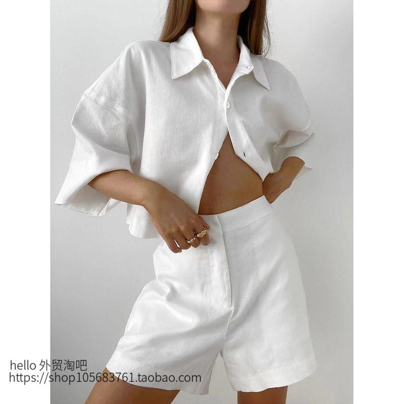 Fashion Fashion Casual White Summer Half Sleeves Shirt Shorts Suit Shirt and Shorts Suit