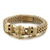 12mm Punk Gold Color Viking Wolf Bracelet Men Hiphop Black Stainless Steel Biker Bike Double Mesh Chain Bangle Jewelry Wristband