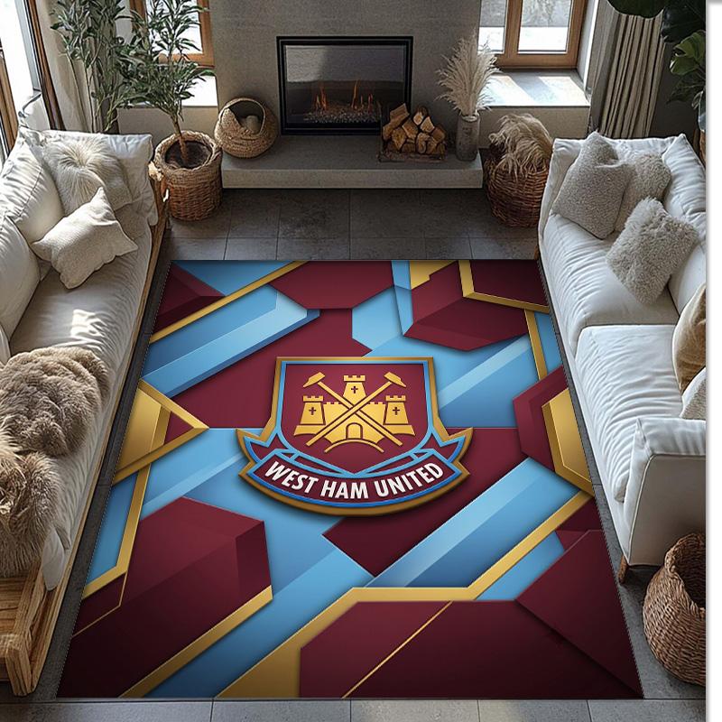 Tappeto in Velluto di Cristallo con Stampa del West Ham United Football, Comodo Assorbente d'Acqua Antiscivolo Tappeto per Pavimenti Interni