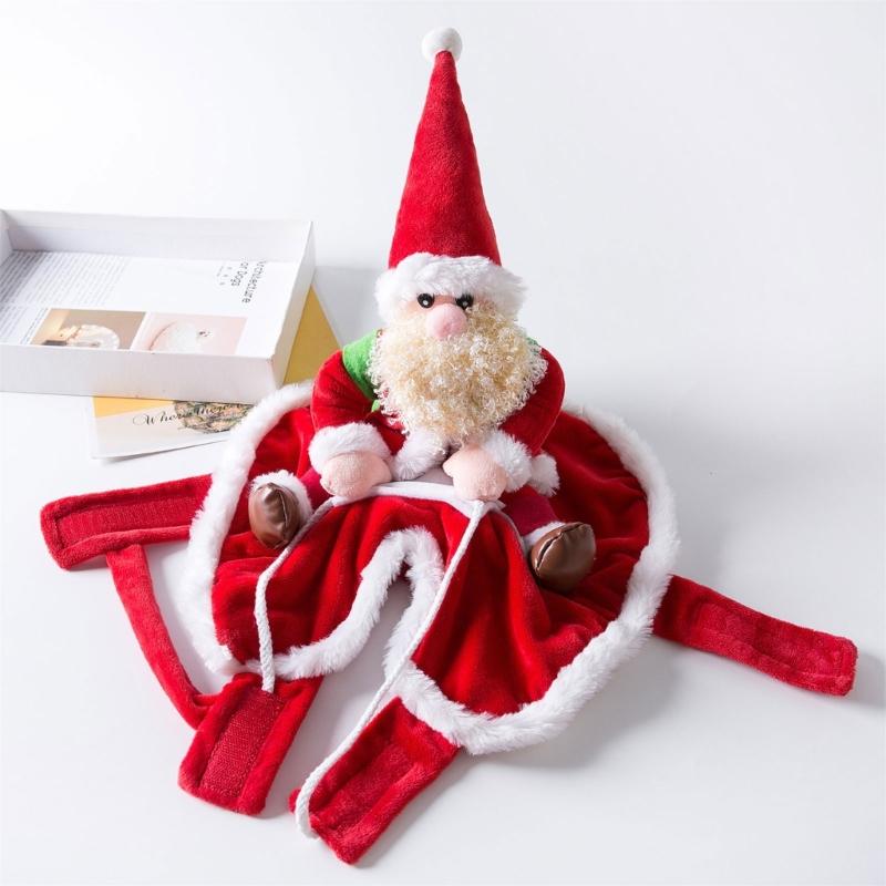 Funny Pet Christmas Outfit With Ride On Design For Small Dog Cats Holiday Celebration Dressingup Santa Claus Costume