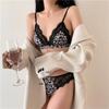 French Ultra Thin Bra Set Sexy Leopard Lace Style Women Underwear Wire-Free Triangle Cup Comfortable Lingerie and Thong Set