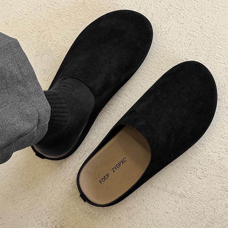 Versatile Boken Shoes Bag Head Half Slippers Men's Outer Wear Spring and Autumn New Lazy Slippers 15167 beige-J
