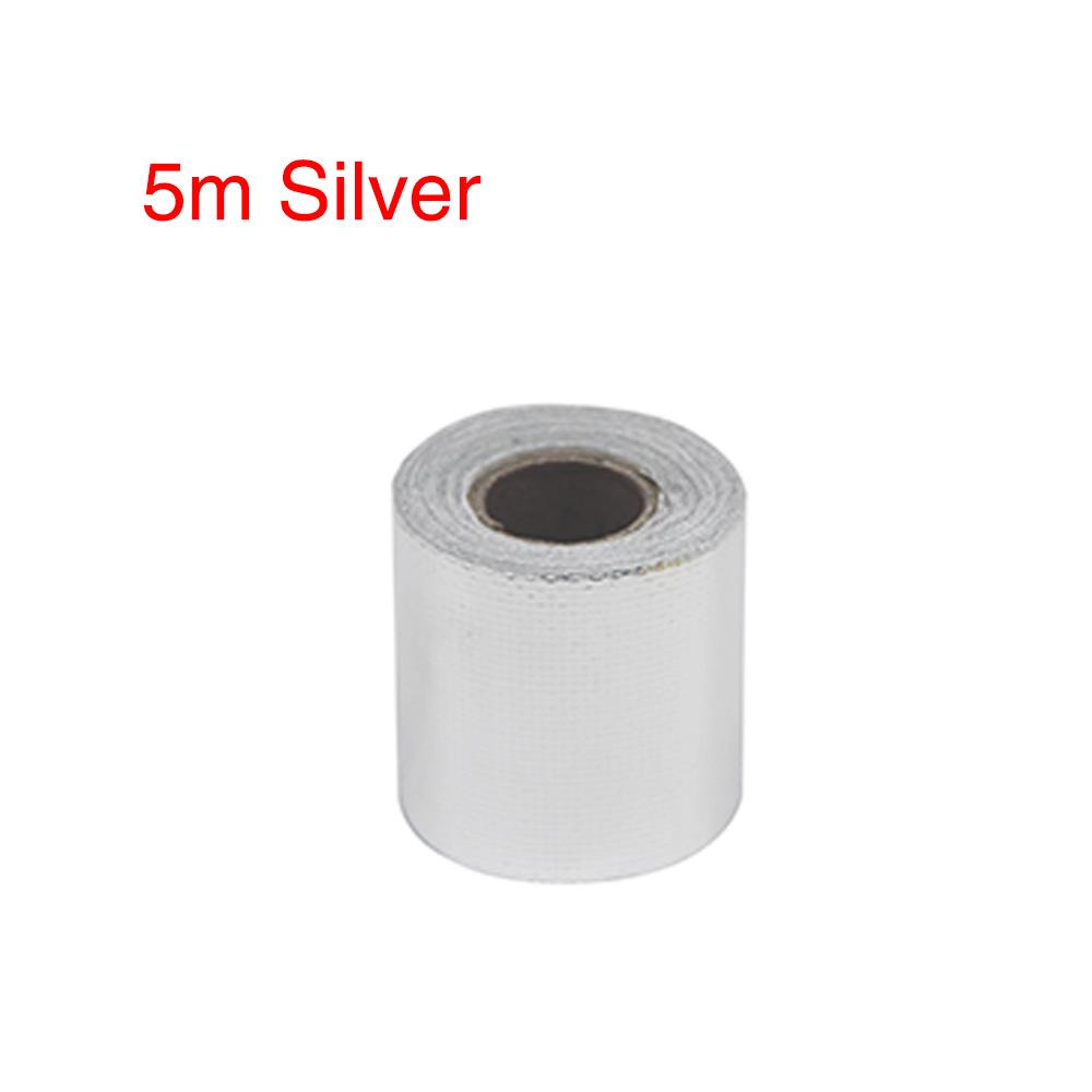 Sclmotos -Car Automobile Motorcycle Refit Thermal Insulation Band Exhaust Muffler pipe Heat Wrap Roll Heat Shield Tape Racing 5M silver