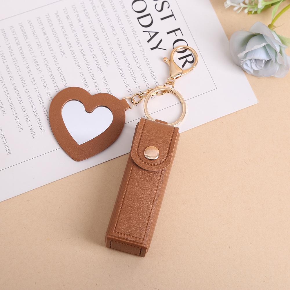 Elegant PU Leather Lipstick Holder Keychain & Backpack Charm