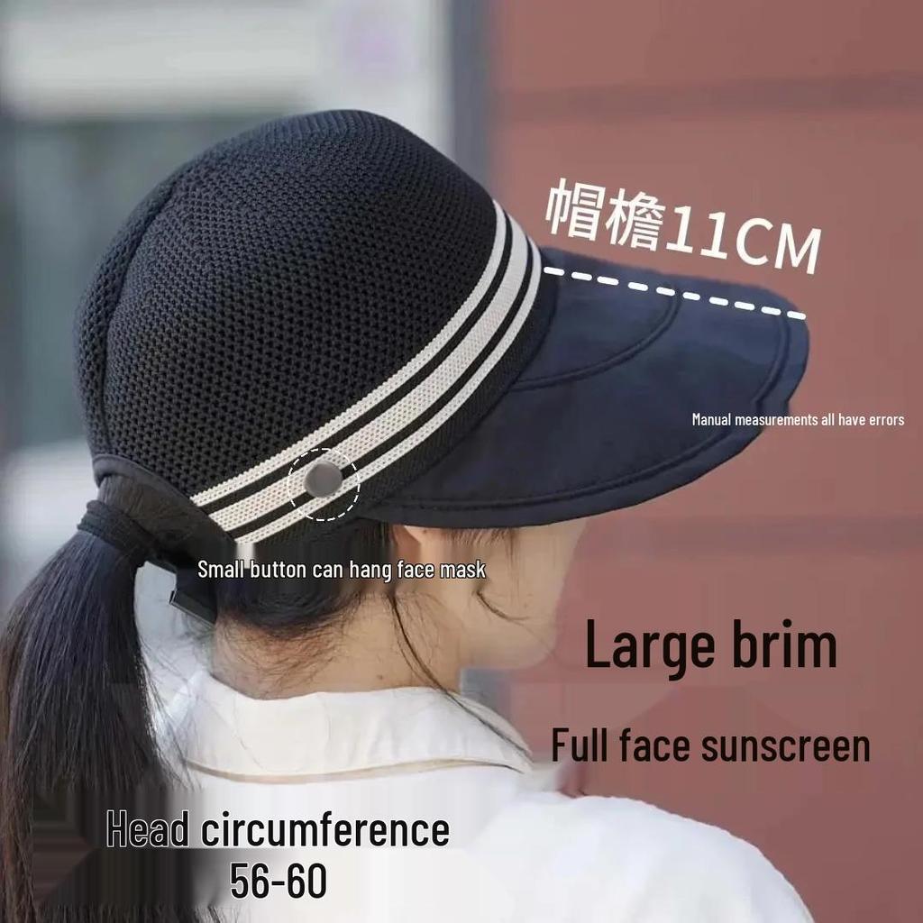Women's Color Block Breathable Sun Protection Hat with Removable Mask for Summer