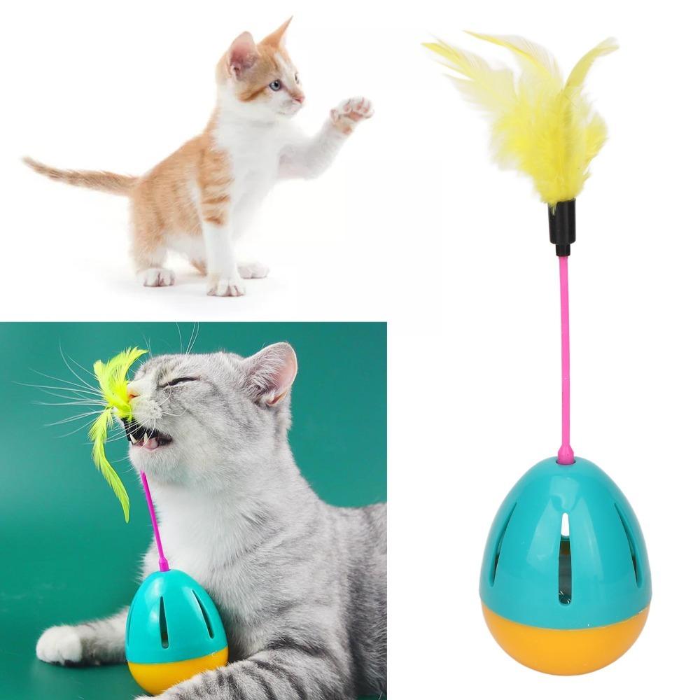 Detachable Plush Tassel Tumbler Cat Feeder Toy Treat Dispensing Cat Ball Boredom Relief For Cats