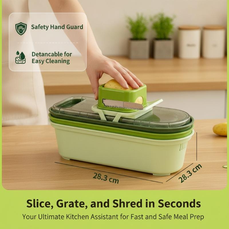 Vegetable Slicer With Basket Potato Shred Slicer Household Multifunctional Kitchen Tools Coarse Shred Kitchen Vegetable Slicers
