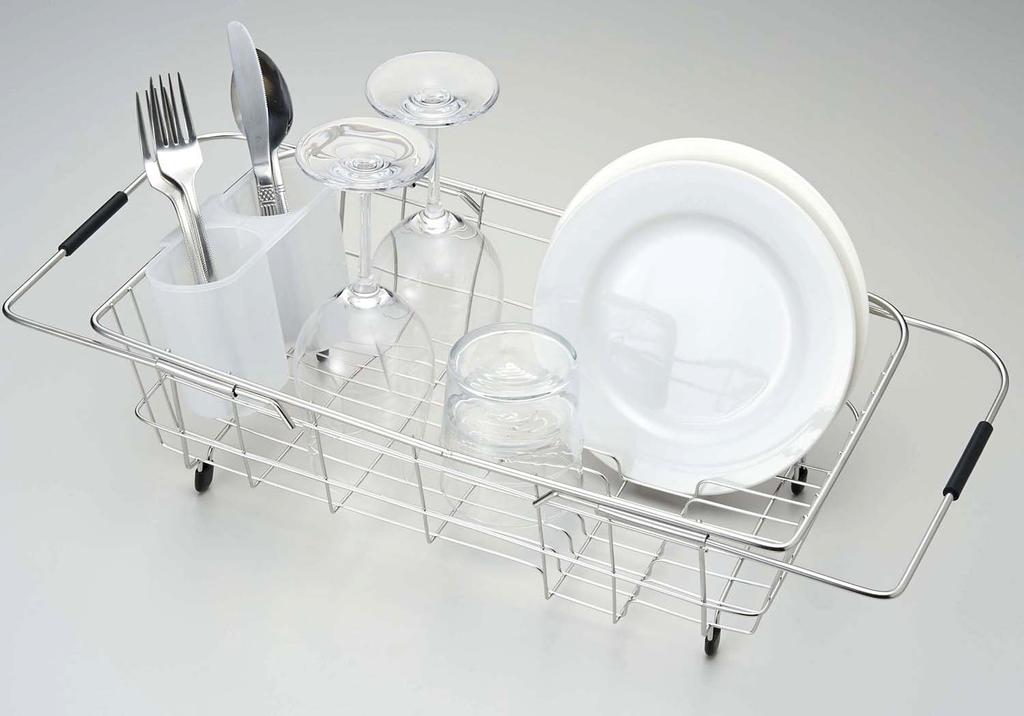 Pearl Metal Resin Dish Drainer Basket with Sliding Sink, Stainless Steel, Simple Ware HW-7332
