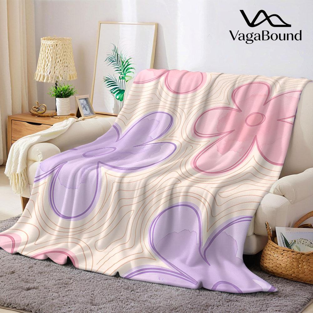 Watercolor Flower Flannel Blanket Warm Soft Halloween Christmas Decorative Couch Warm Cozy All-Season Gift